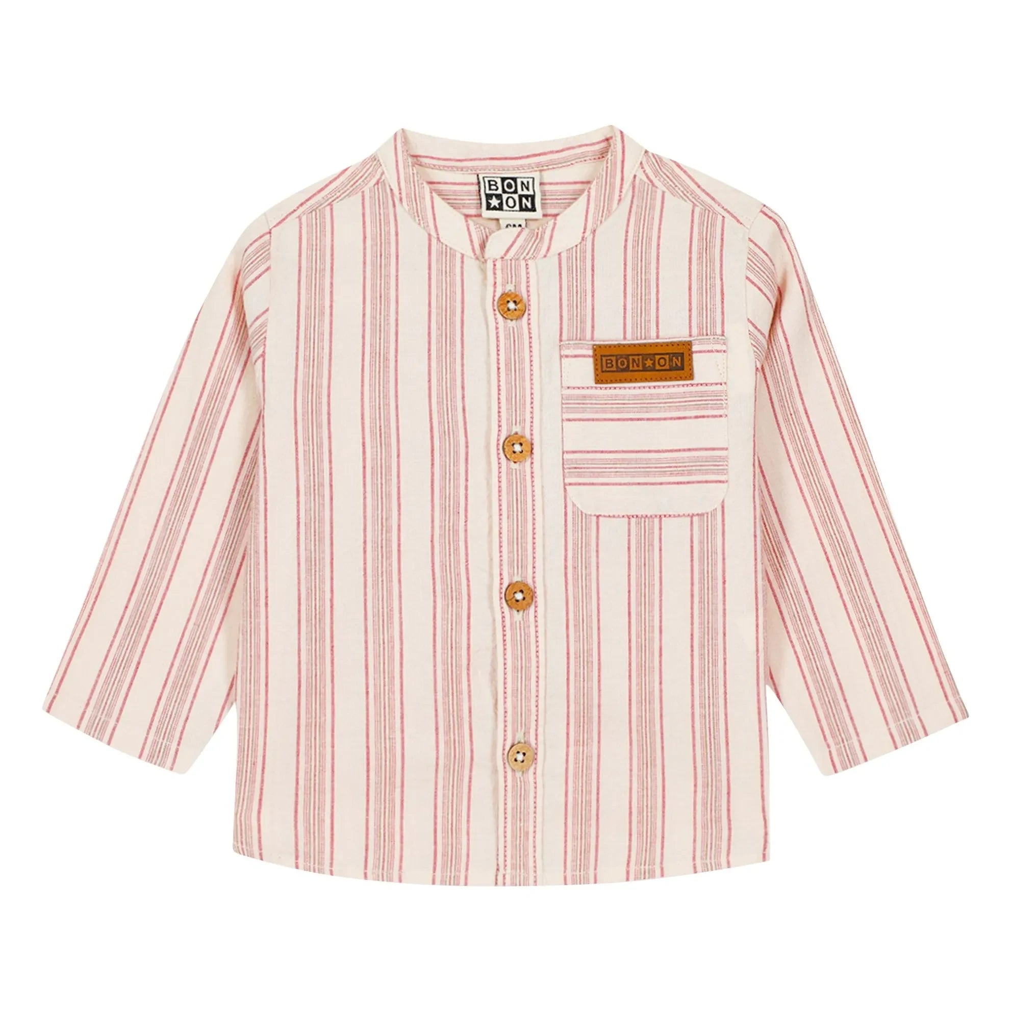 Bonton - Never Striped Bebek Gömleği | Krem