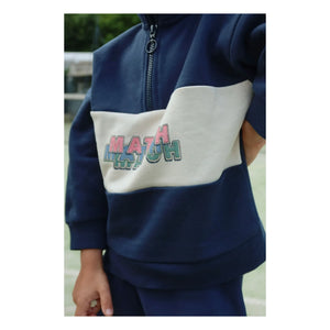 Konges Sløjd - Lou organik pamuklu fermuarlı sweatshirt | Koyu Mavi