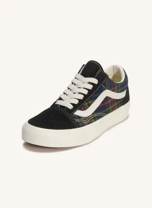 Vans - Old Skool حذاء رياضي برباط كاروهات | أسود