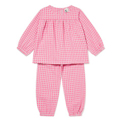 Sleepy Doe - Gingham Seersucker Bio-Baumwollpyjama | Rosa