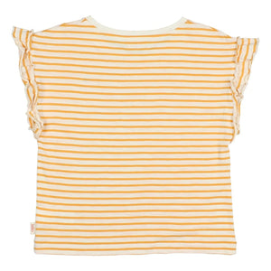 Búho - Gestreiftes T-Shirt aus Bio-Baumwolle mit Erdbeeren | Gelb