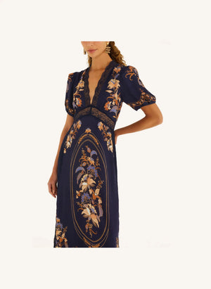 Farm Rio - Lara Kleid | Marineblau