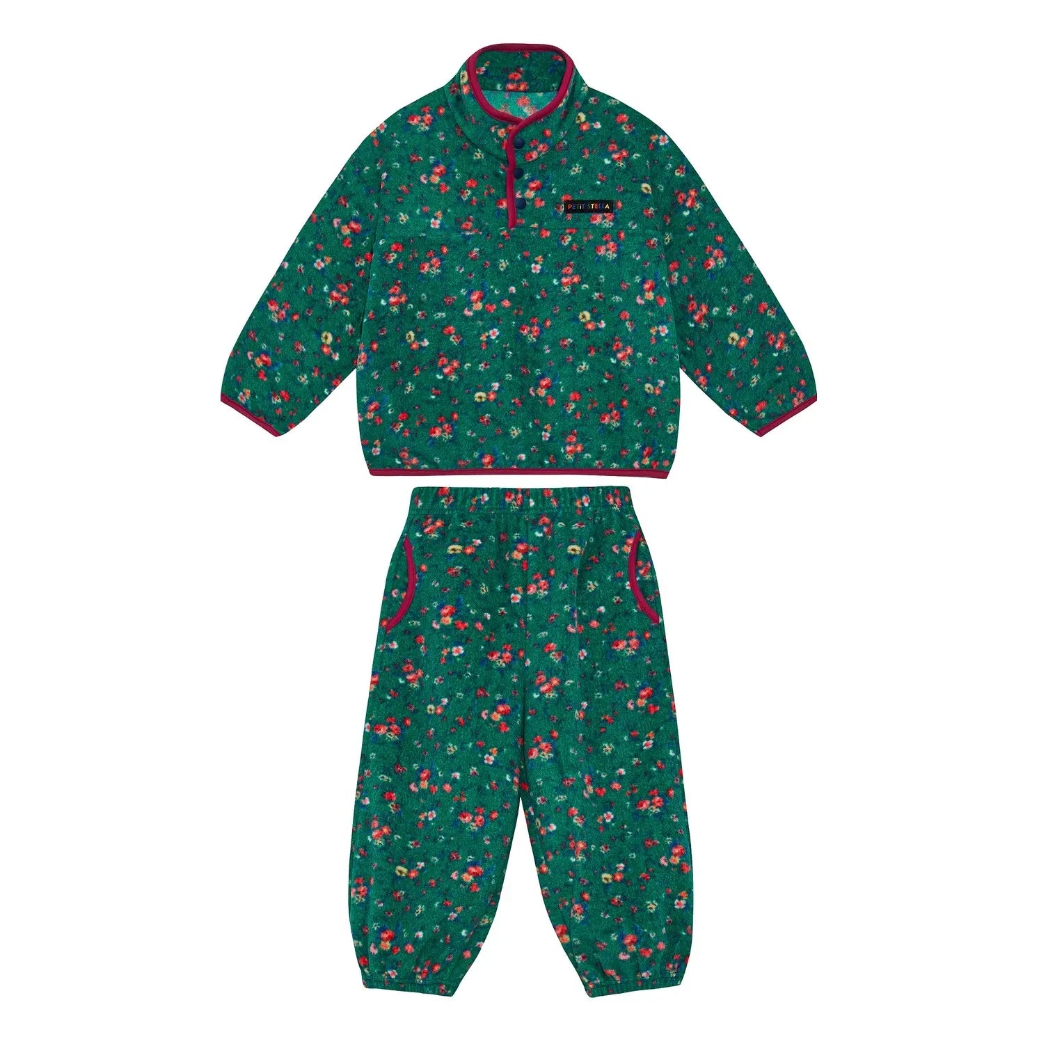 Petit Stella - Conjunto de Forro Polar con Estampado Floral | Verde
