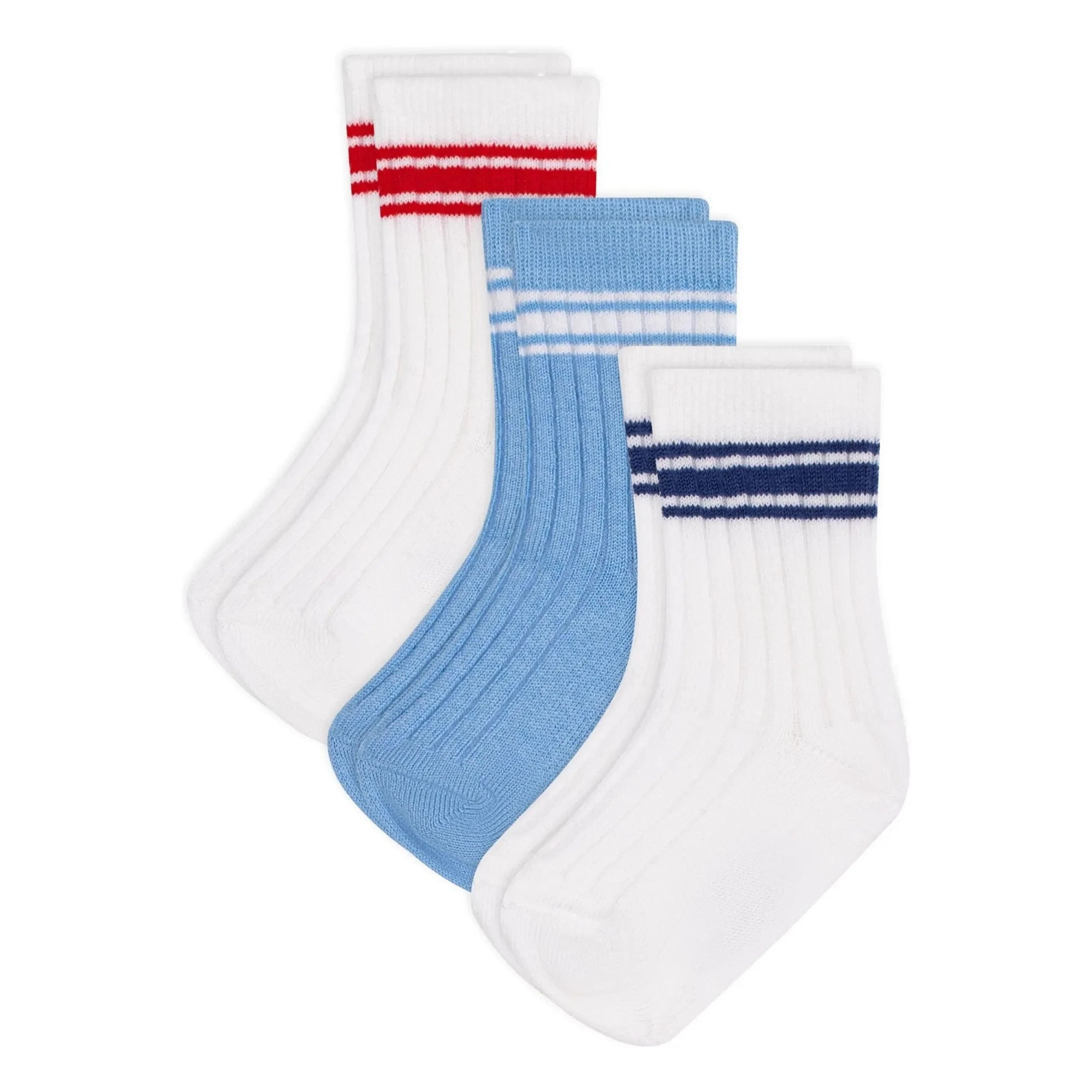 Petit Bateau - 3 Çift Fitilli Spor Çorap Seti | Beyaz