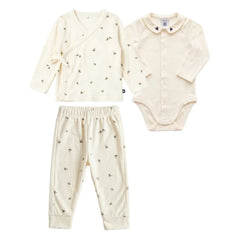 Petit Bateau - Bio-Baumwolle Blumen-Set und Body-Geschenkset | Ecru