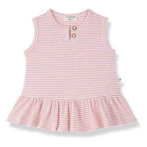 1+ in the family - Vestido Tamarit de canalé a rayas | Rosa empolvado