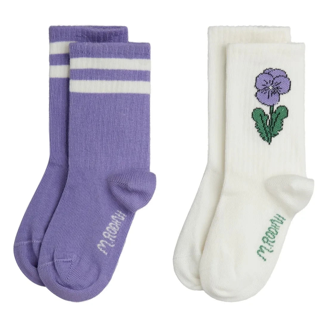 Mini Rodini - 2-Pair Organic Cotton Floral Sock Set | Purple