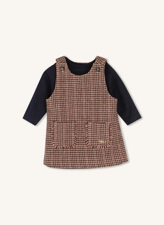 Chloé - Chloé kariertes Kleid- und T-Shirt-Set | Braun