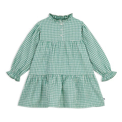 Petit Bateau - Bio-Baumwoll-Popeline kariertes weites Kleid | Grün