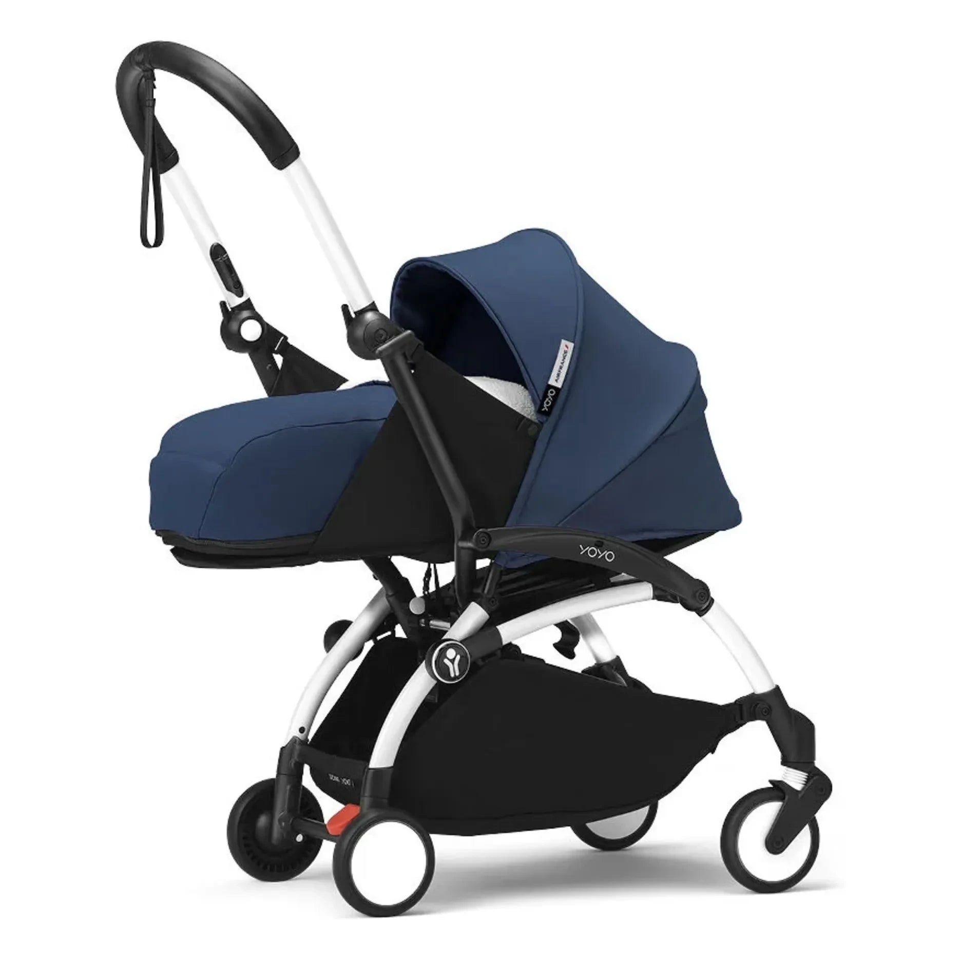 Stokke® - YOYO³ tam bebek arabası 0+ ve 6+ Beyaz çerçeve | Air France Mavisi