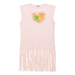 Maison Mangostan - Vestido con flecos de pájaros | Rosa