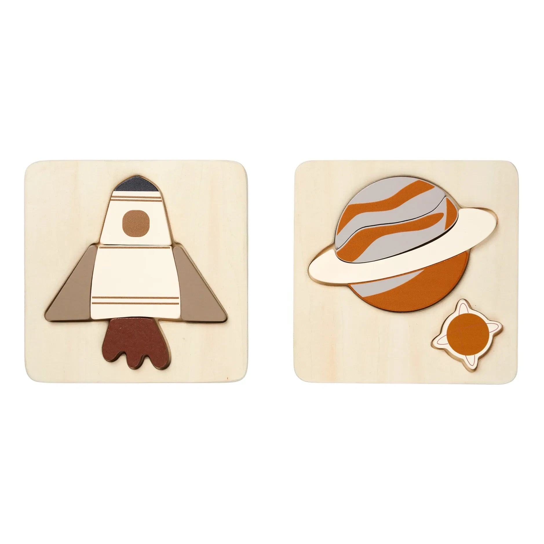 Fabelab - Space Rocket and Planet Puzzle - 2-piece Set
