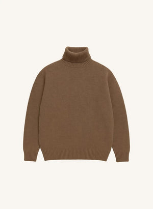 Origin Knitwear - Suéter de Cuello Alto sin Costuras | Marrón