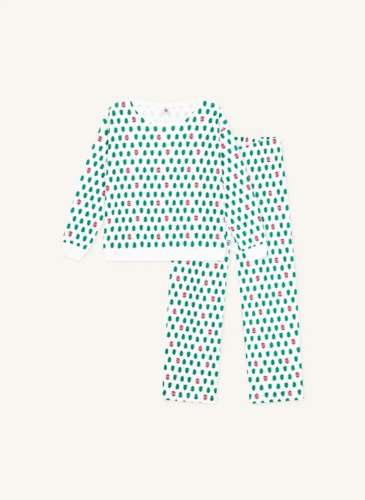 Petit Bateau - Organik Pamuk Köknar Pijamaları | Beyaz