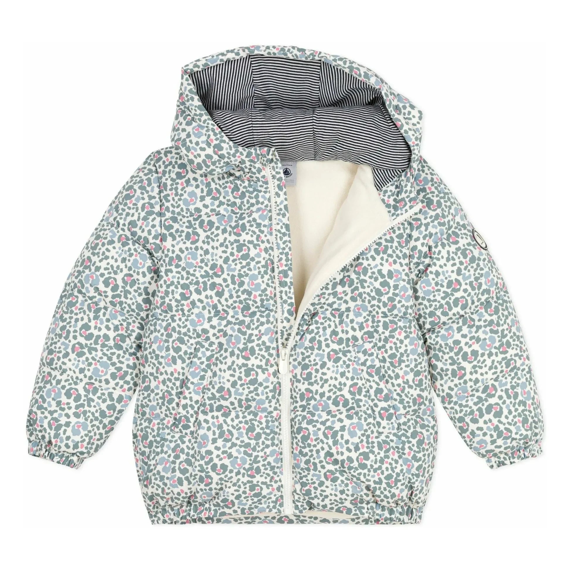 Petit Bateau - Çiçek Desenli Şişme Mont | Ekru