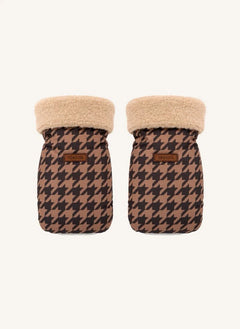 Töastie - Geri Dönüştürülmüş Elyaf Houndstooth Bebek Arabası Eldivenleri | Kahverengi