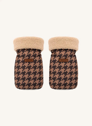 Töastie - Geri Dönüştürülmüş Elyaf Houndstooth Bebek Arabası Eldivenleri | Kahverengi