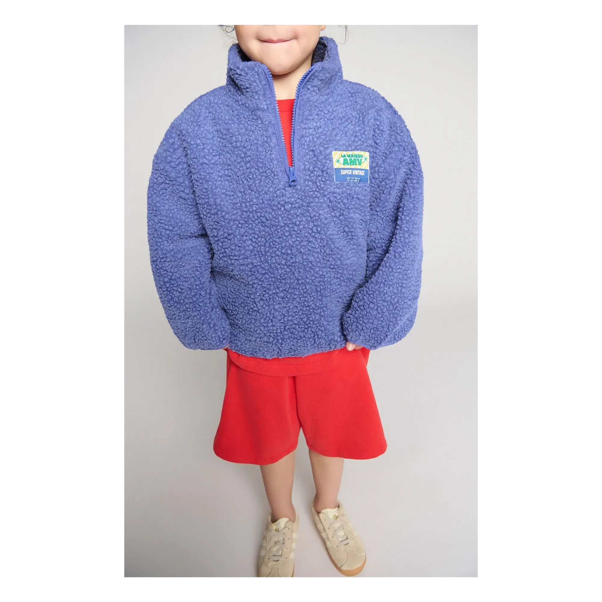 American Vintage - Hoktown Geri Dönüştürülmüş Elyaf Sherpa Yarım Fermuarlı Sweat Üstü | Mor