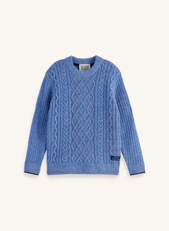 Scotch & Soda - كنزة محبوكة بتصميم الضفيرة | أزرق