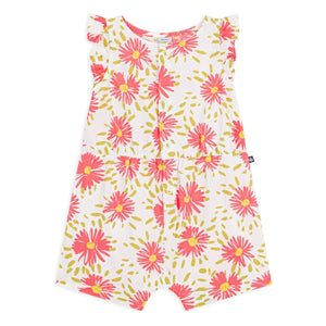 Petit Bateau - Bio-Baumwoll Blumenmuster Krepp Overall | Weiß