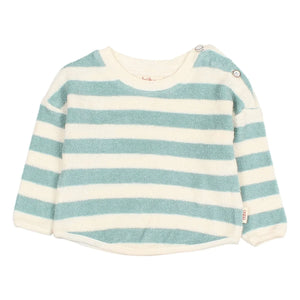 Búho - Çizgili organik pamuklu bebek sweatshirt | Yeşil su