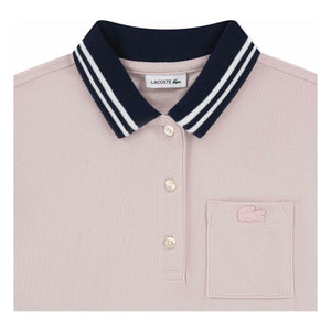 Lacoste - Organik Pamuklu Piliseli Polo Elbise | Soluk Pembe