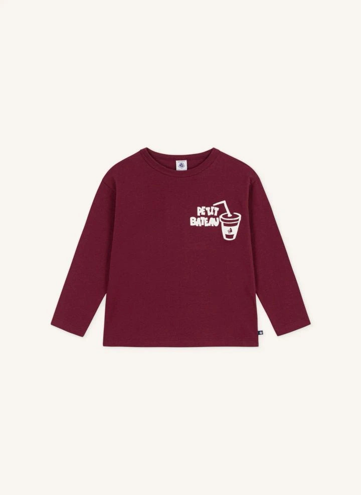 Petit Bateau - Petite Pause camiseta de algodón orgánico | Burdeos