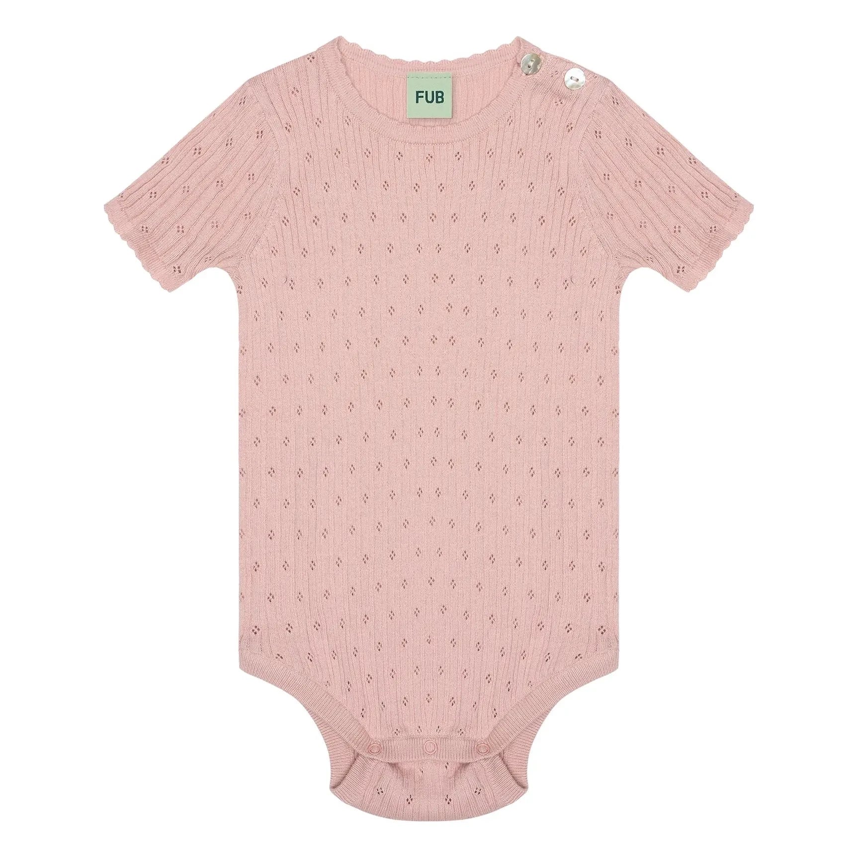 FUB - Pointelle İnce Örgü Organik Pamuk Body | Açık Pembe