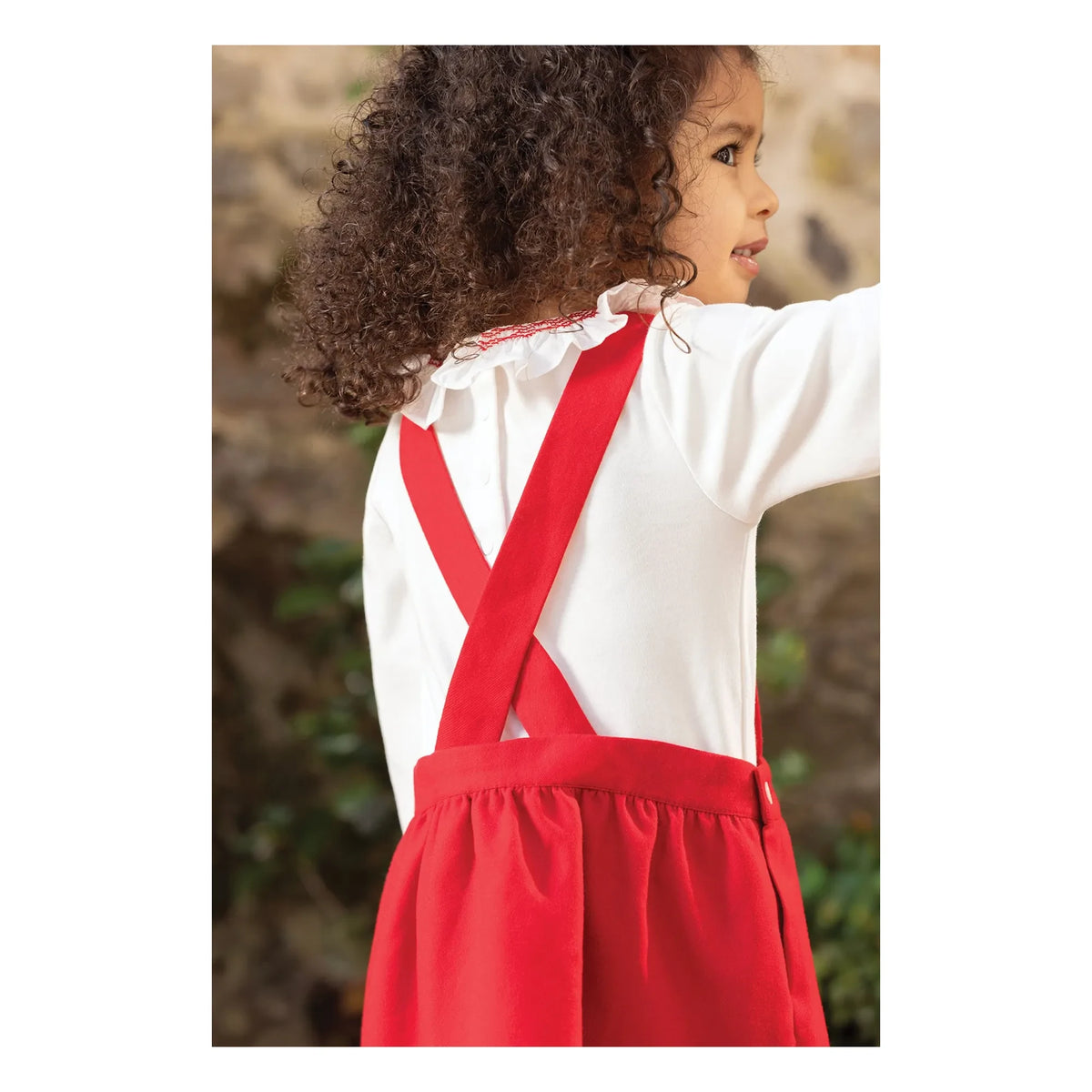 Tartine et Chocolat - Vestido rojo cereza bordado con flores