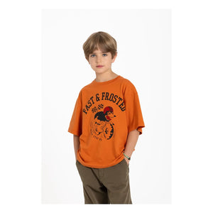 Hundred Pieces - Camiseta de Algodón Orgánico Finn Moto | Teja