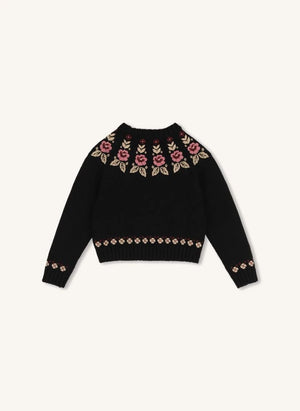 Chloé - Maglione con fiori in cotone biologico | Nero