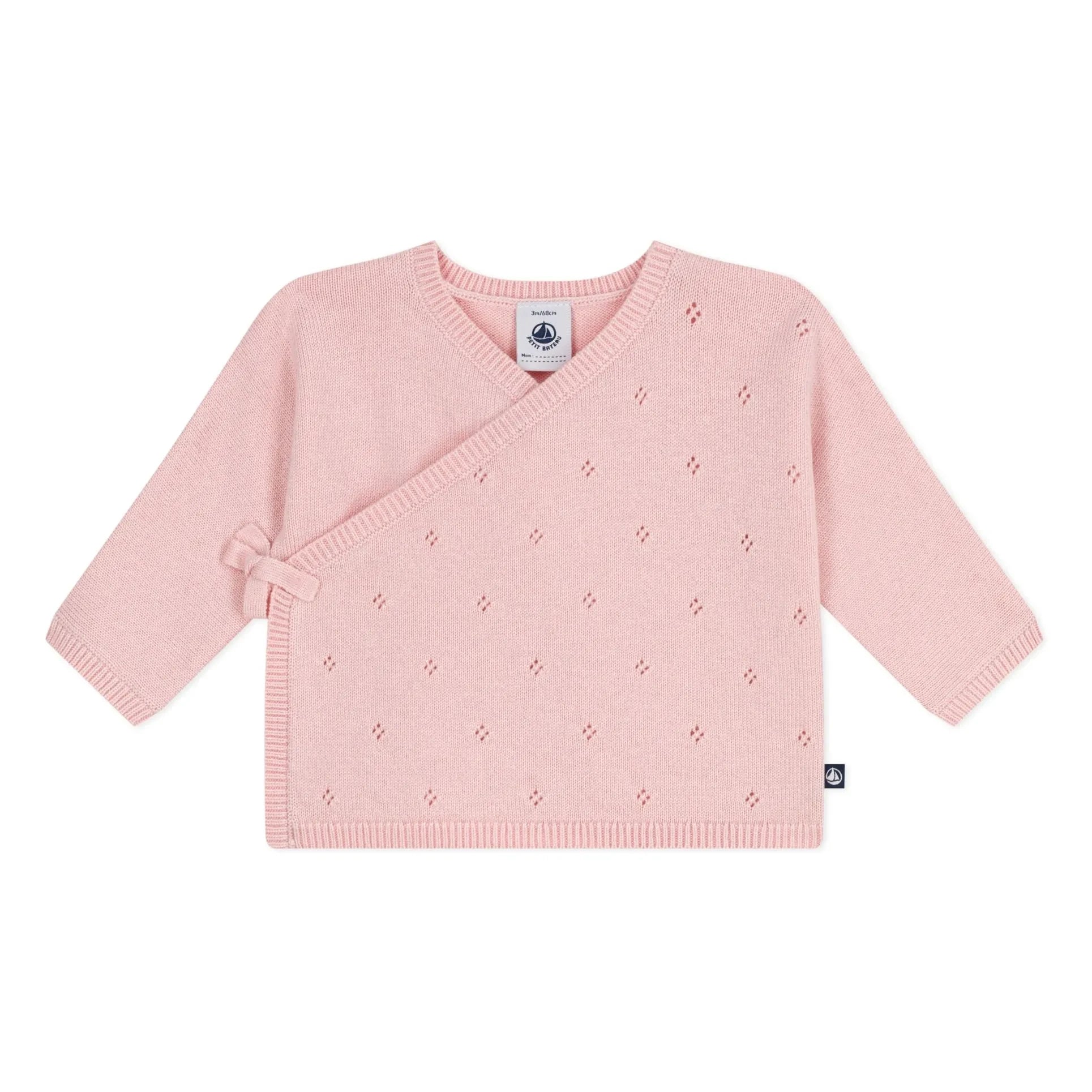 Petit Bateau - Pointelle Laine sarmalı hırka | Pembe
