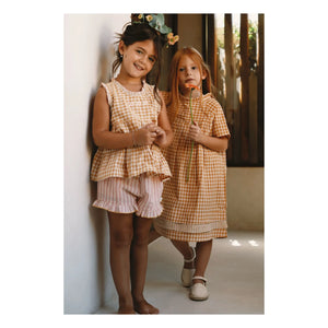 Lilinoa - Top a cuadros bordado Esther | Caramelo