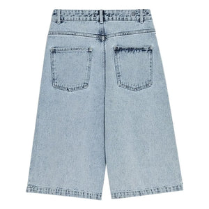 the new society - Pamuklu Bermuda şort | Denim mavisi