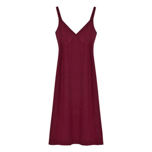 the new society - Vestido de lino Bulbine | Rojo oscuro