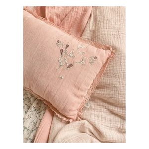 Editions Aimable - Cojín Camille con flores | Gasa Rosa Antigua