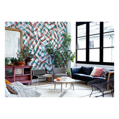 Bien Fait - Papel pintado bohemio - 3 rollos | Verde agua