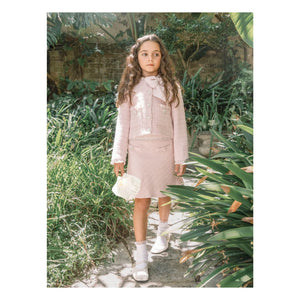 Tutu du Monde - Tozlu Petal Tweed etek | Pudra pembesi