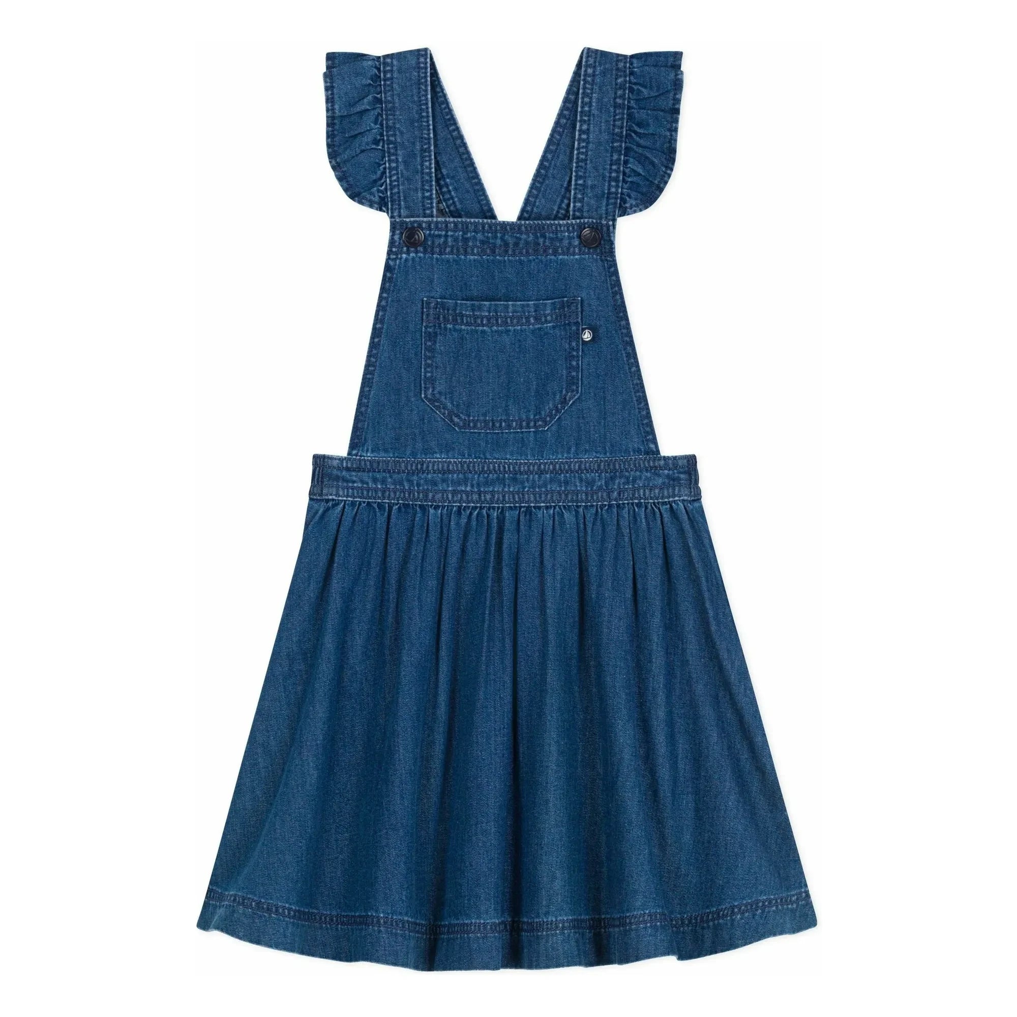 Petit Bateau - Organik Pamuk Denim Salopet Elbise | Denim mavisi