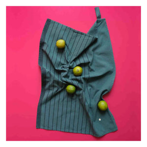 La cerise sur le gâteau - Piero Organic Cotton Striped Kitchen Towel | Forest Green