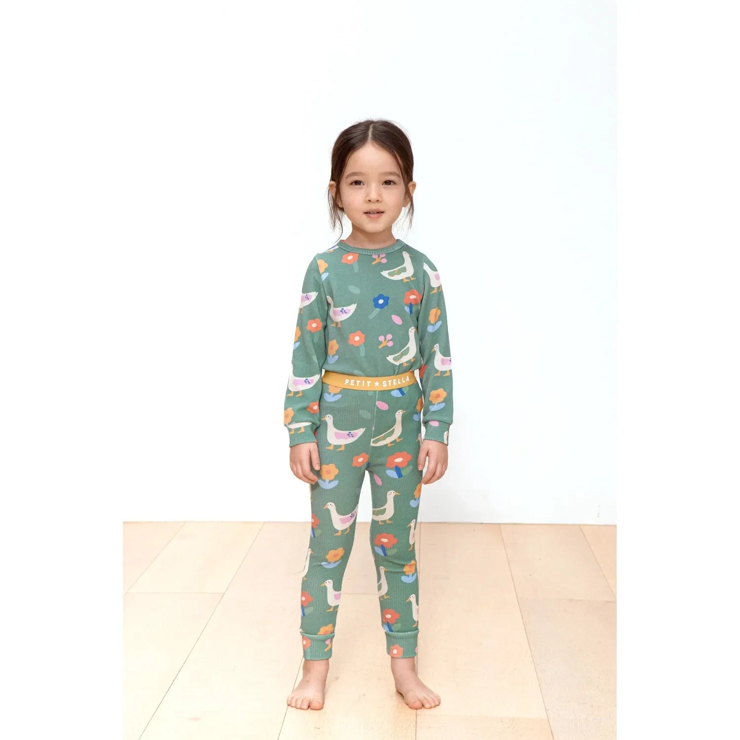 Petit Stella - Pijama de patos de algodón Pima y Modal | Verde