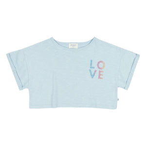 Jenest - Lizzy Love Organik Pamuk Crop Tişört | Açık Mavi