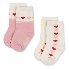 Konges Sløjd - 2 Çift Jakarlı Kalp Çorap Seti | Ecru