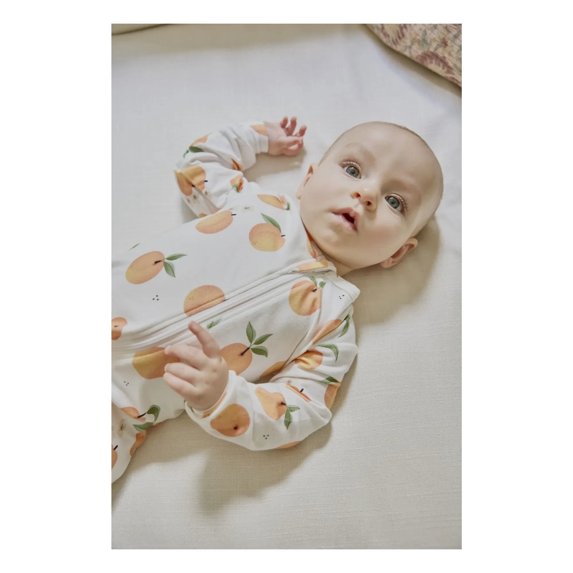 Petit Lem - Babetli Şeftali Pijama Organik Pamuk ve Modal | Beyaz