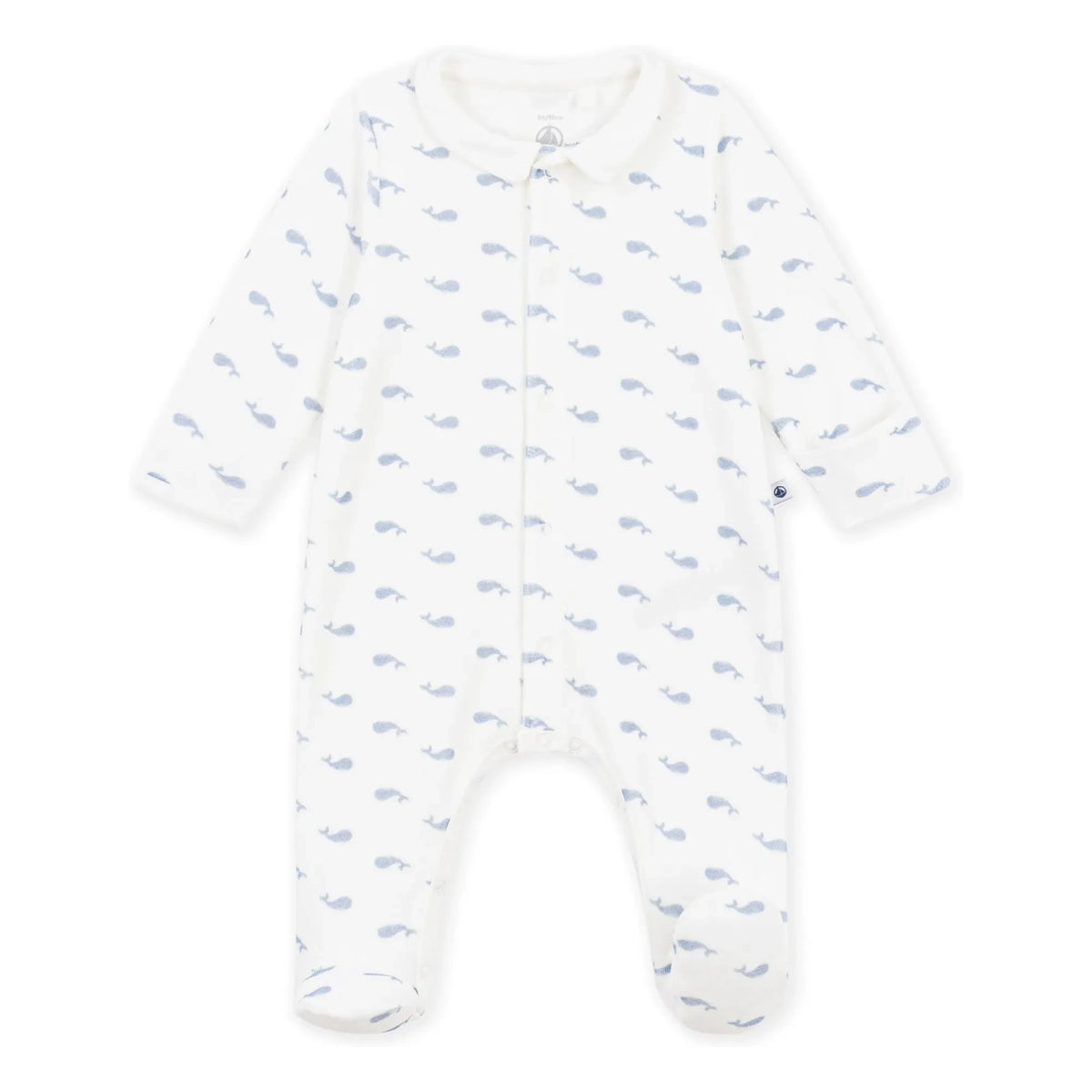 Petit Bateau - Pyjamas Dors Bien Baleines Kadife Organik Pamuk | White