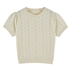 Emile et Ida - Ajour-Leinen-T-Shirt | Creme