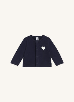 Petit Bateau - Organik Pamuk Kalp Hırka | Gece mavisi