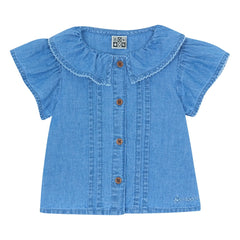 Bonton - Nancy Chambray Baby Ballonärmel Hemd | Denim Blau