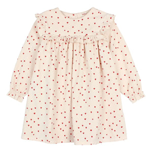 Búho - Vestido Mini con Volantes y Corazones | Rosado Claro
