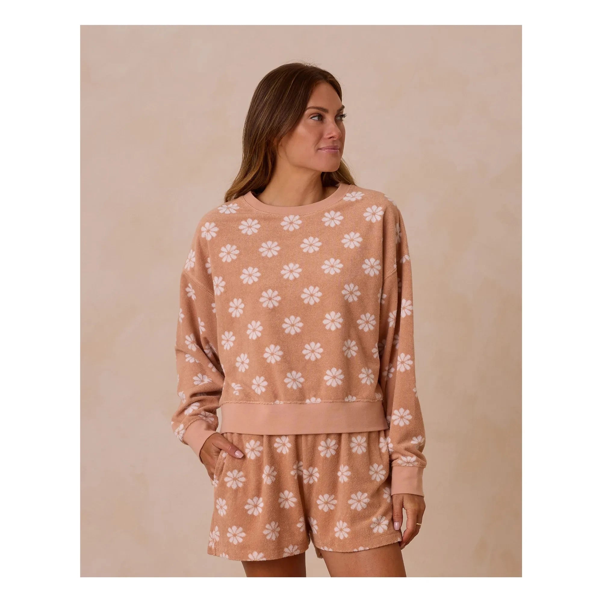 Rylee + Cru - Çiçekli Terry Sweatshirt | Turuncu